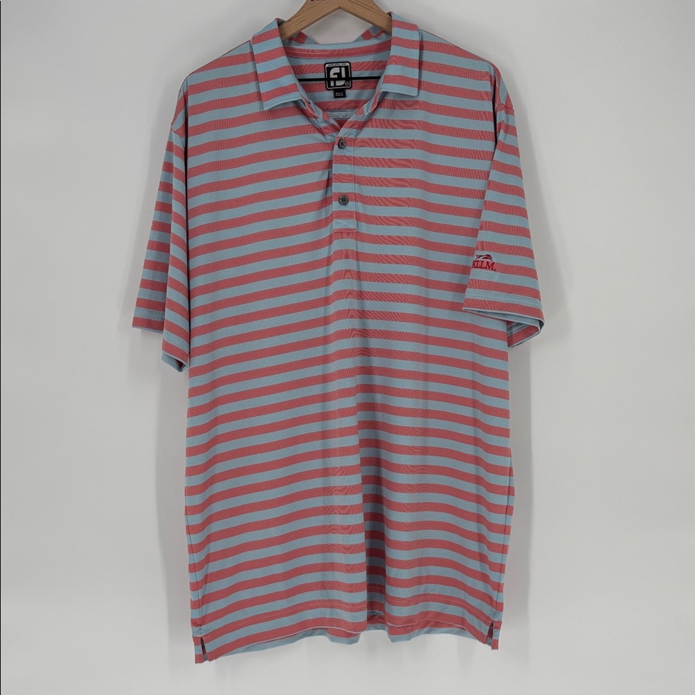 FootJoy blue red stripe athletic fit Golf Polo 2xl monogrammed kllm